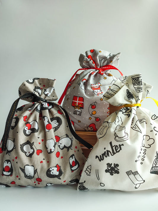 Pochon emballage cadeaux noel